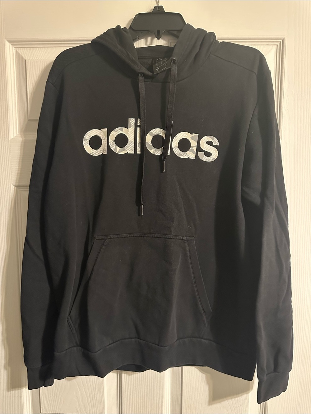 adidas Black Pullover Hoodie with White Logo